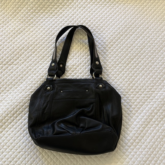 B Makowsky leather shoulder bag satchel black silver - Picture 2 of 5